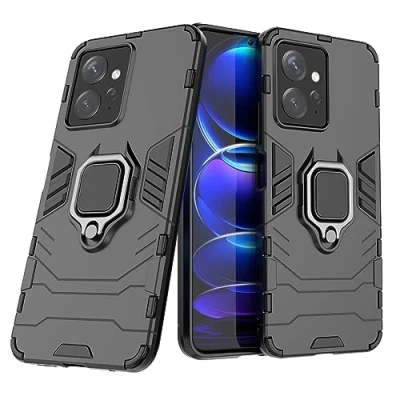 Abbildung von Max Power Digital Hülle für Xiaomi Redmi Note 12s Drehbar Ringhalter Cover Magnet Bumper Handyhülle Case Stoßfest Doppelschichter Schutzhülle Outdoor Shock Absorption Mit Ring (Schwarz)