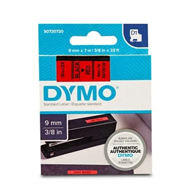 Abbildung von Kompatibel Dymo 40917 D1 Etiketten schwarz auf rot 9mm x 7m S0720720