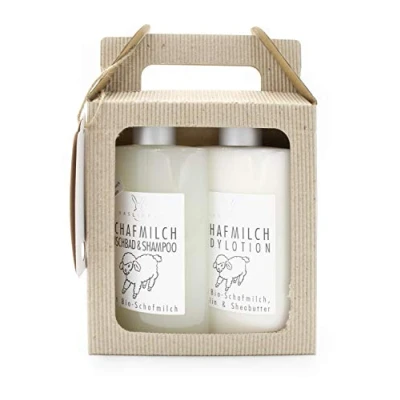 Abbildung von Schafmilch Duschbad &amp; Shampoo und Bodylotion im Geschenk Karton, je 200ml
