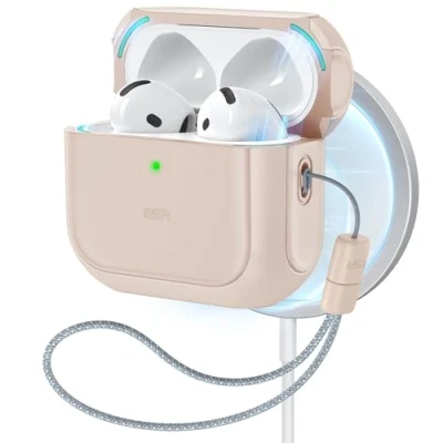Abbildung von ESR für AirPods 4 Hülle, Kompatibel mit Gen (2024) (USB C), Unterstützt kabelloses Laden, Schutzhülle Handschlaufe, Magnetischer Deckel, Orbit Hybrid Wüstentitan