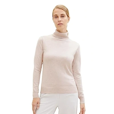 Abbildung von TOM TAILOR Damen 1039821 Basic Pullover mit Rollkragen, 20737 desert Sand Melange, XL