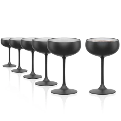 Abbildung von Stölzle Lausitz Elements Sektschalen Schwarz (matt) Silber 6er Set 200ml / Sektschale aus hochwertigem Kristallglas/als Cocktail oder Champagnerschale/spülmaschinenfestes Coupette Glas