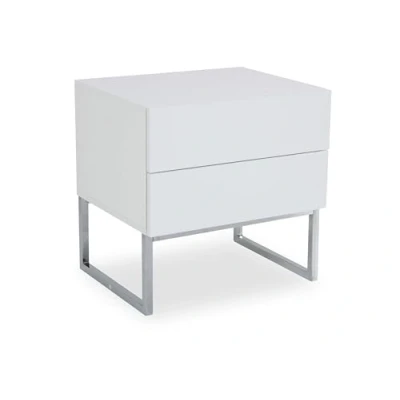Abbildung von Robas Lund Nachtkonsole weiß hochglanz, Nachtkommode mit Schubladen für Polsterbett Nako Boxspringbett Nachtschrank, BxHxT 50x50x40 cm