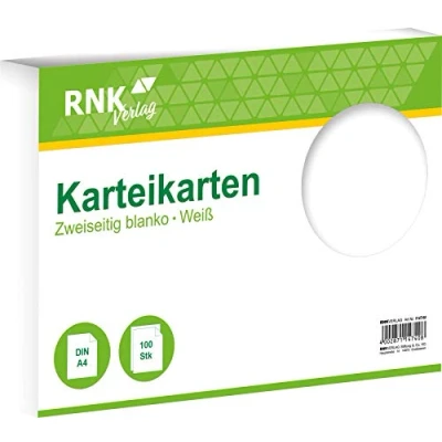 Abbildung von RNK Karteikarten A4 blanko weiß VE=100 Stück