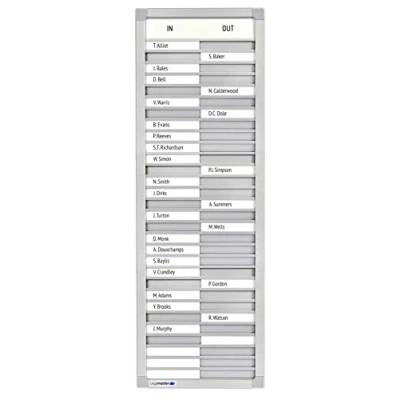 Abbildung von Legamaster 7 622300 In and Outboard Professional, An und Abwesenheitsübersicht für 30 Personen, 26 x 77 cm, eloxiertes Aluminium