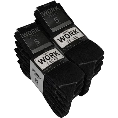 Abbildung von BRUBAKER Arbeitssocken für Herren Work Socken Ideal Sicherheitsschuhe und Arbeitsschuhe (Verstärkter Fersen Zehenbereich, 10 Paar, aus atmungsaktiver Baumwolle) Robuste Funktionssocken optimalen Halt auf der Arbeit