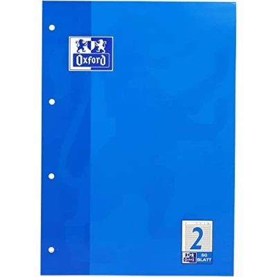 Abbildung von 5 x Oxford Arbeitsblätterblock A4 Lineatur 2 50 Blatt 4 fach gelocht