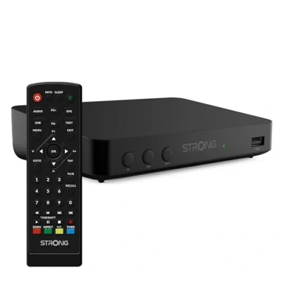 Abbildung von STRONG SRT8208 DVB T2 Unterstützt HEVC265 TV Receiver/Tuner mit Recorder Funktion (HDMI, Scart, USB, Dolby Digital Plus) Schwarz