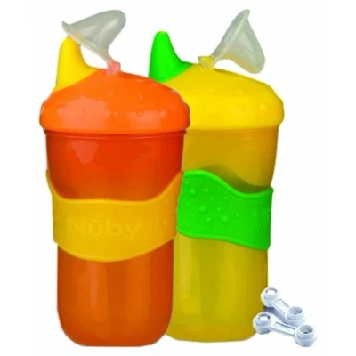 Abbildung von Nuby id99343 Set von 2 Polypropylen kein überschwappen Tassen 210 ml gelb/orange