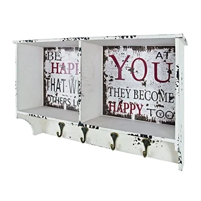 Abbildung von HAKU Möbel Wandgarderobe Motiv, Vintage, MDF, Metall Maße: B 65 cm x H 40 T 15 cm, Style: Industrial