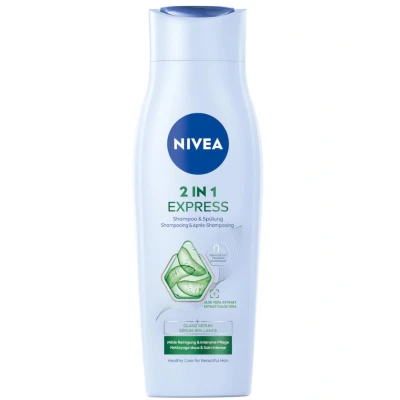 Abbildung von NIVEA 2in1 Express Shampoo &amp; Spülung, intensive Haarpflege mit Aloe Vera und Glanz Serum, Haarshampoo Spülung für Pflege in Expresszeit (250 ml)