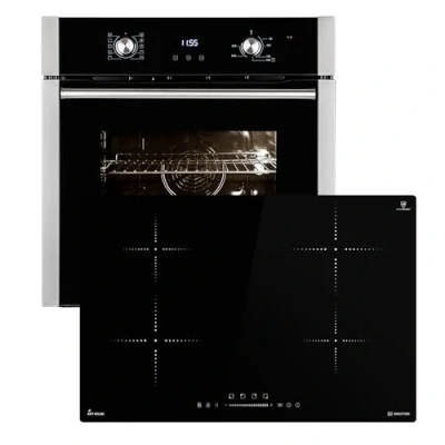 Abbildung von Autarkes Herdset 60cm Einbaubackofen EB8005ED 77cm Induktionskochfeld IH87704RL Pizzafunktion Grill Umluft Heißluft Automatik Timer 2 fach Wärmeschutzverglasung SET8005IH877RL