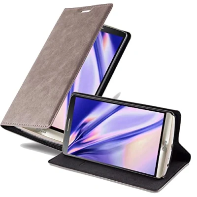 Abbildung von Cadorabo Hülle kompatibel mit LG G3 aus Premium Kunst Leder Flip Klappbare Stoßfeste Magnetische [Standfunktion] [Kartenfächern] Cover für Tasche in Braun