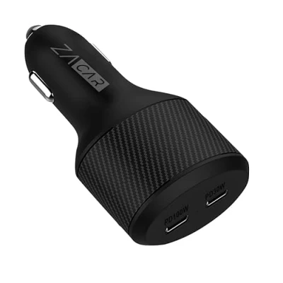 Abbildung von 130 Watt 2 Fach USB C Auto Ladegerät: Car Charger vom ZACAR mit 100W + 30W Power Delivery für 12V / 24V PKW/LKW/Wohnmobil, lädt MacBook Samsung Huawei FCP SCP Apple iPhone iPad