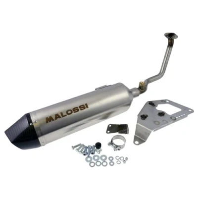 Abbildung von MALOSSI Rennauspuff RX, für Honda 125 150 @/Dylan/PS/SH/SH I 4T, LC Silber, Dämpfer: Edelstahl, mit E Norm, Carbon Endkappe