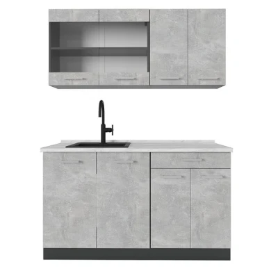 Abbildung von Vicco Singleküche R Line, Beton/Anthrazit, 140 cm, AP Marmor