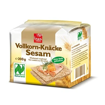 Abbildung von Linea Natura Bio Sesam Vollkorn Knäcke, Naturland Knäckebrot, ohne Hefe gebacken, 5 Packungen, x 200g, 1kg