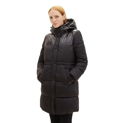 Abbildung von TOM Tailor Denim Puffer MIT Abnehmbarer Kapuze Wintermantel, Damen, Größe: XL, Deep black