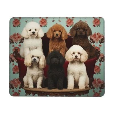 Abbildung von Pudel Hunde Mauspad mit rutschfester Gummiunterseite, personalisiertes Gaming Mauspad, wasserdichtes Bürocomputer für Schreibtisch, Laptop