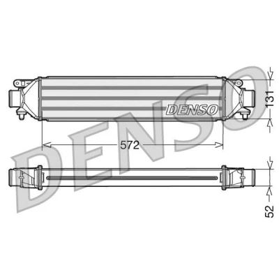 Abbildung von DENSO DIT09107 Ladeluftkühler Aluminium 572x130x52 FIAT: Doblo II Kasten / Kombi, BRAVO 2, ALFA ROMEO: MiTo, Giulietta Schrägheck