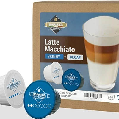 Abbildung von Barista Italiano Latte Macchiato Magermilch &amp; Entkoffeiniert 80 Dolce Gusto Kompatible Kapseln (80 KapseIn, 40 Tassen)