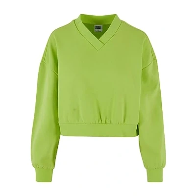 Abbildung von Urban Classics Cropped Vneck Sweatshirt, Damen, Größe: XXL, Frozenyellow