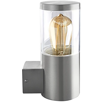 Abbildung von HEITRONIC Außen Wandleuchte &quot;Naxos&quot;, 1 flammig, Leuchtmittel E27 ohne Leuchtmittel, Wandlampe, Außenleuchte, klarer Lichtaustritt, Korpus aus Edelstahl