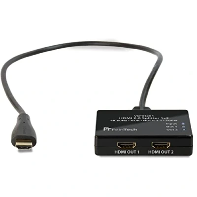 Abbildung von FeinTech VSP01204 HDMI Splitter Ultra HD 4K 60Hz HDR mit Scaler, Schwarz