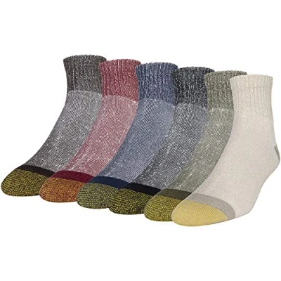 Abbildung von Gold Toe Herren 656p Baumwolle Knöchelsocken Athletic Multipairs Socken, Khaki/Oliv/Schwarz/New Navy/Rot/Braun Heather (6 Paar), Large (6er Pack)