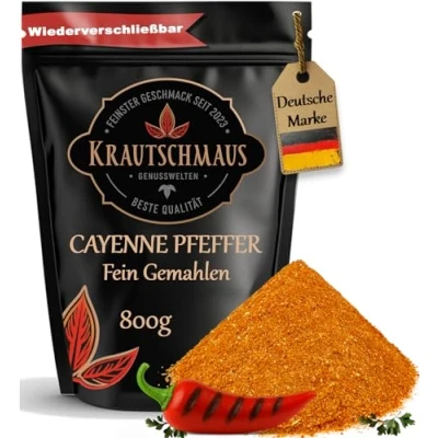 Abbildung von 800g Cayennepfeffer gemahlen von Krautschmaus, Cayenne Pfeffer, Chilipfeffer Pulver, Chili Pfeffer Gewürz, Cayennepfefferpulver, Premium Qualität ohne Zusatzstoffe