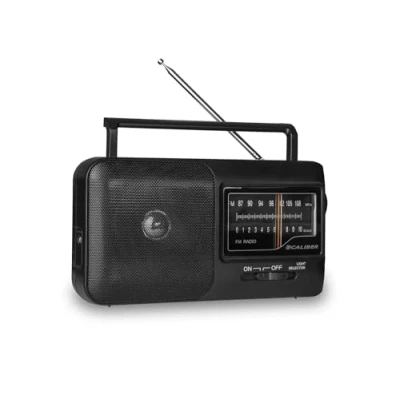 Abbildung von Caliber Kleines Radio Retro 3000 Tragbares mit Batterie AM/FM Küchenradio Taschenradio Kopfhöreranschluss Silber