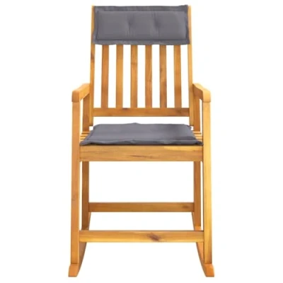 Abbildung von vidaXL Schaukelstuhl, Stuhl mit Kissen, Schwingstuhl für Innenbereich Außenbereich, Sessel Schaukelsessel Relaxsessel, Massivholz Akazie