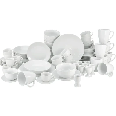 Abbildung von CreaTable Kombiservice &quot;Geschirr Set Luna&quot;, (Set, 80 tlg., Kaffeeservice und Tafelservice im Set, für 8 Personen), Service, weiß, Großzusammenstellung, Teile, Personen