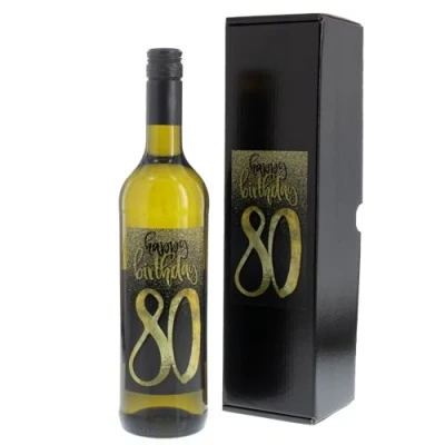 Abbildung von Bull &amp; Bear Wein Geschenk &quot;Happy Birthday 80&quot;, zum 80. Geburtstag, Weisswein 13%, trocken