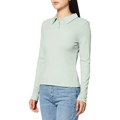 Abbildung von NA KD Damen Buttoned Collar Top Hemd, lichtgrün, 3XL