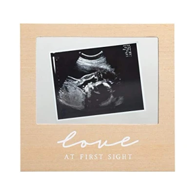 Abbildung von Pearhead Floating Sonogram Frame, Love at First Sight Ultrasound Gender Neutral Baby Wooden