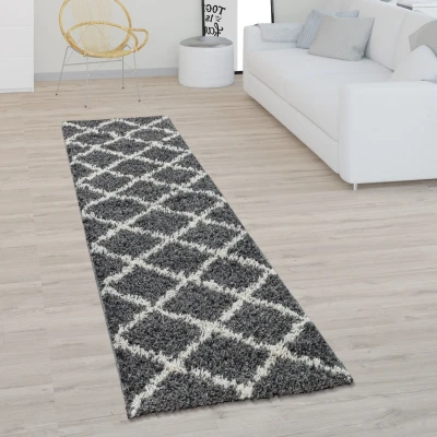 Abbildung von Paco Home Hochflor Läufer &quot;Kalmar 441&quot;, rechteckig, Teppich Läufer, Scandi Design, Rauten Muster, weich &amp; kuschelig