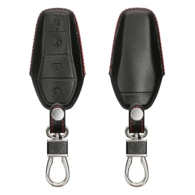Abbildung von kwmobile Autoschlüssel Hülle kompatibel mit BYD Atto 3 / Han/Tang/Dolphin/Yuan/Seal Leder Schutzhülle Schlüsselhülle Schwarz Rot