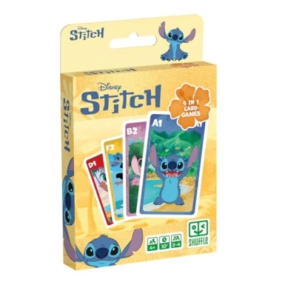 Abbildung von Shuffle Disney Stitch 4 in 1 Kartenspiele für Kinder (Mau Mau, Quartett, Memo &amp; Schnipp Schnapp)