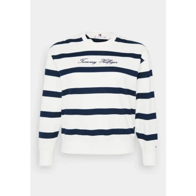 Abbildung von Tommy Hilfiger Curve Script Langarmshirt Ivory/dark night navy, Damen, Größe: 48, navy