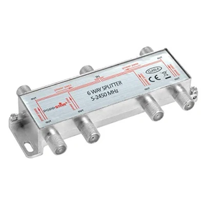 Abbildung von Poppstar Sat Verteiler Splitter Umschalter 6 Fach (analog/digital/BK/unicable/HD/4K tauglich) für TV, Satellit, Fernseher, Radio, LNB