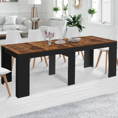 Abbildung von Ausziehbarer Konsolentisch 235 cm Antik Effekt und Schwarz 10 Personen IDMarket
