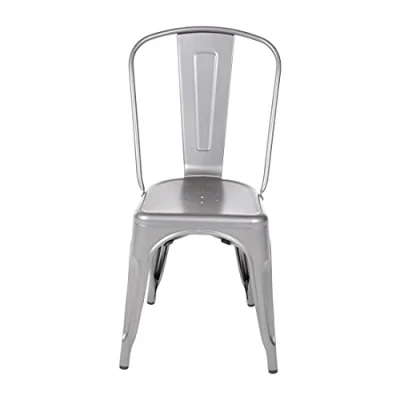 Abbildung von Bolero Bistro Stahl Beistellstühle (4er Pack), Gun Metal Grau, Verzinkter Stahl, Sitzhöhe: 440mm, Innen &amp; Außenstühle, Stapelbar Restaurant, Bars, Clubs Heimgebrauch, GL329