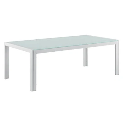 Abbildung von casa.pro Gartentisch &#039;Lerum&#039; 100 x 50 35cm Glastisch Couchtisch Outdoor Garten Gestell aus Eisen Weiß