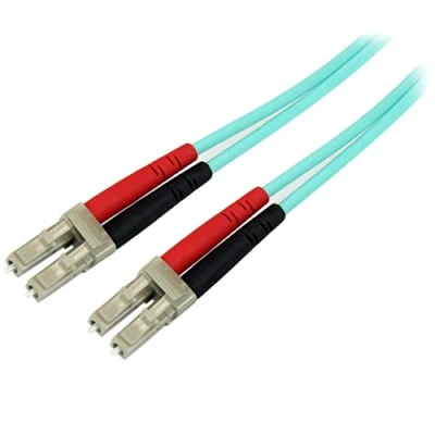 Abbildung von StarTech.com 2 m LC/UPC auf OM4 Multimode Glasfaserkabel, 50/125µm LOMMF/VCSEL Zipcord LWL, 100G Netzwerke, Low Insertion Loss, LSZH LWL Patchkabel (450FBLCLC2)