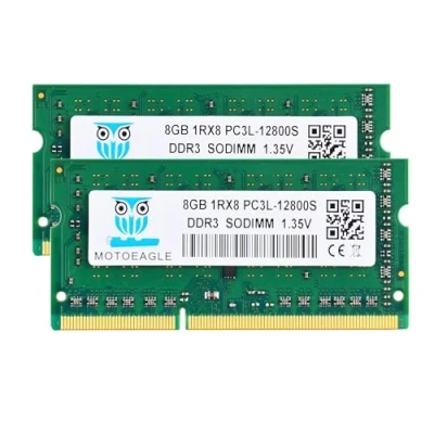 Abbildung von 16GB 1Rx8 PC3L 12800S RAM, Kit (2x8GB) DDR3L 1600 SODIMM 12800 DDR3 1600Mhz 1.35V Dual Rank RAM für Laptop 204 Pin CL11