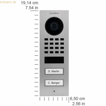 Abbildung von DoorBird D1102V IP Vid. Türst. V4A Edels. 2 Ruftasten Aufputz
