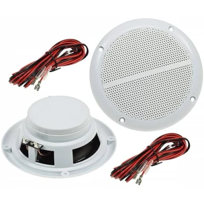 Abbildung von ChiliTec Lautsprecher 5&quot;/127mm Wasserfest 80Watt Paar Einbaulautsprecher für Wand &amp; Decke Marine IP44 geeignet Innen Aussenbereich / 2 Stück Weiß