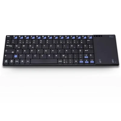 Abbildung von Rii Kabellose Tastatur mit Touchpad, Kabellos QWERTZ, 2,4GHz Wireless Keyboard, Funktastatur PC für Laptops/Desktops/Smart TVs, Wiederaufladbare