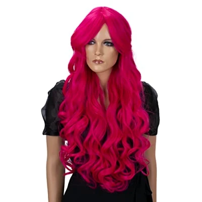 Abbildung von CAISHA 80cm Extra Langhaarige Perücke Voluminös Cosplay Party Wig Rosa CP14